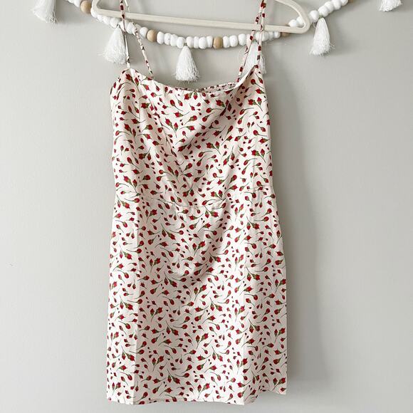 NEW Reformation Kosta Marion Dress Silk Smocked Floral Bud Ivory Size 8 - Picture 5 of 7